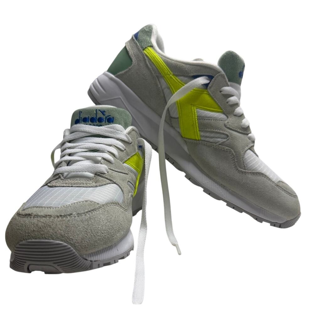 Diadora N9002 White Volt Green ITALY C2416  MEN'S Running Shoes Size 9